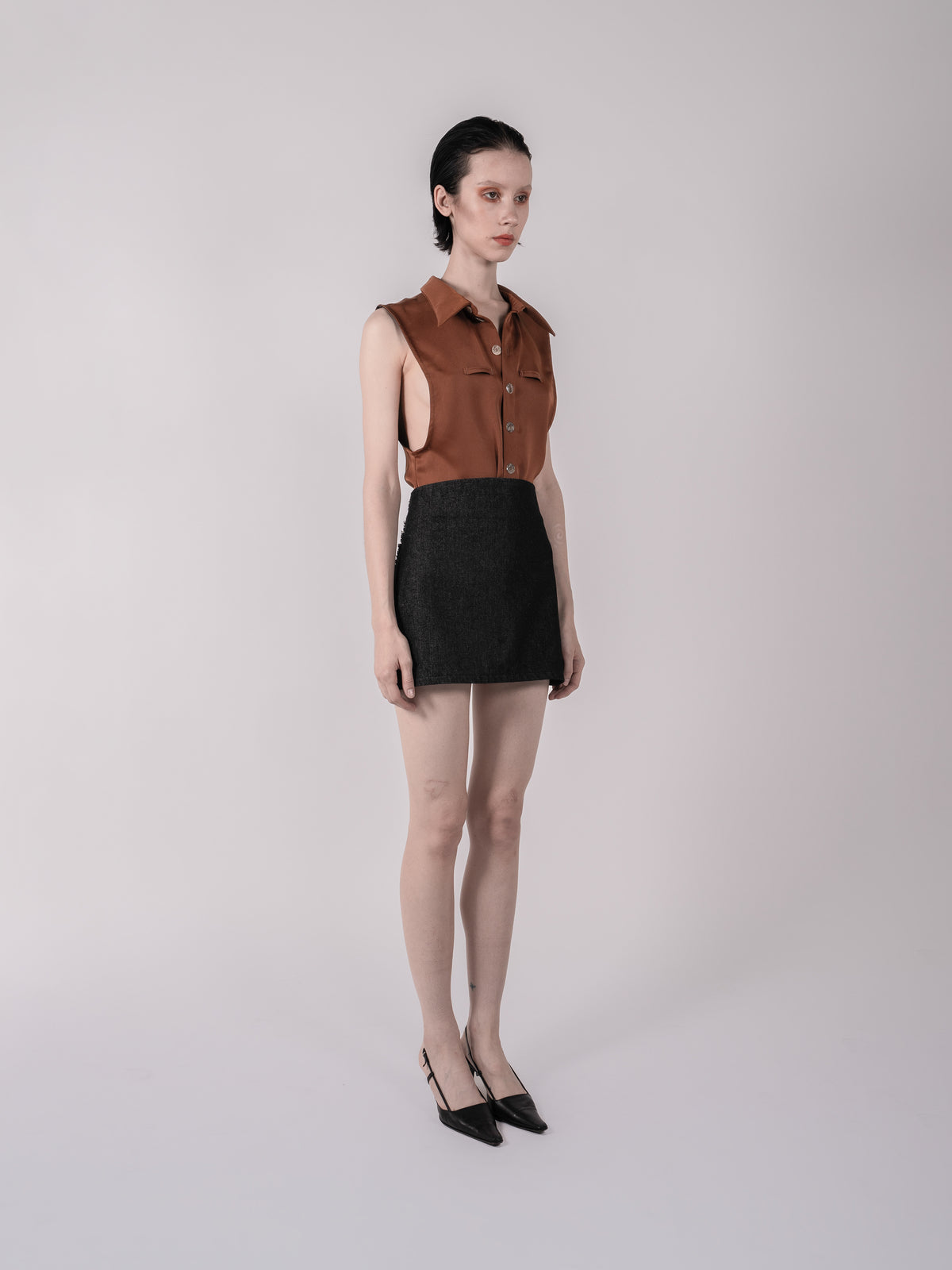 Tie Shirt - Denim Skirt
